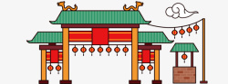 古代小品北京手绘门楼矢量图高清图片