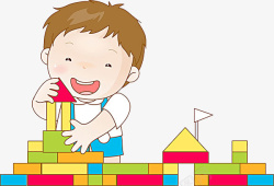 小屋拼图积木玩耍的孩子高清图片