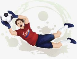 亚洲人足球守门员插画高清图片
