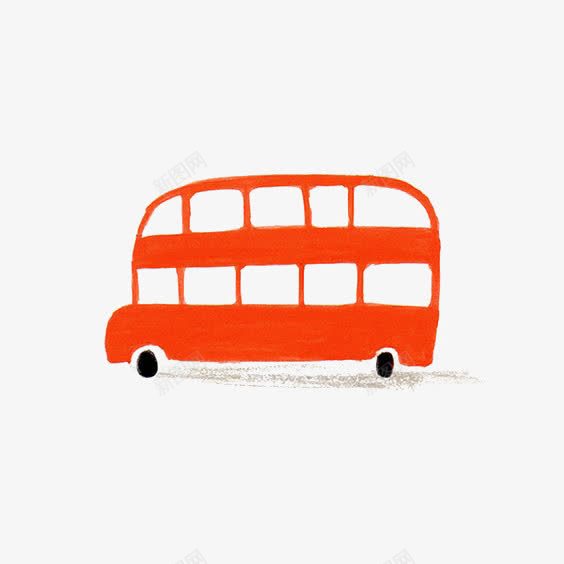涂鸦大巴png免抠素材_新图网 https://ixintu.com 公交车 卡通 双层 巴士 手绘 插画 红色 英伦风