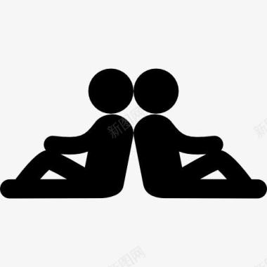两人坐在对称的姿势图标图标
