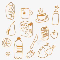 咖啡和茶手账手绘食物零食系列高清图片
