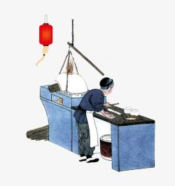 中国饺子古代老人灯笼高清图片
