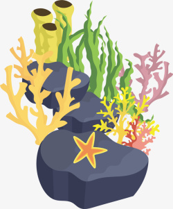 珊瑚海草立体海底珊瑚海草高清图片