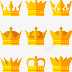 扁平化王冠9款扁平化金色王冠矢量图图标高清图片