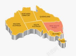 英文版地图立体英文版澳大利亚地图高清图片