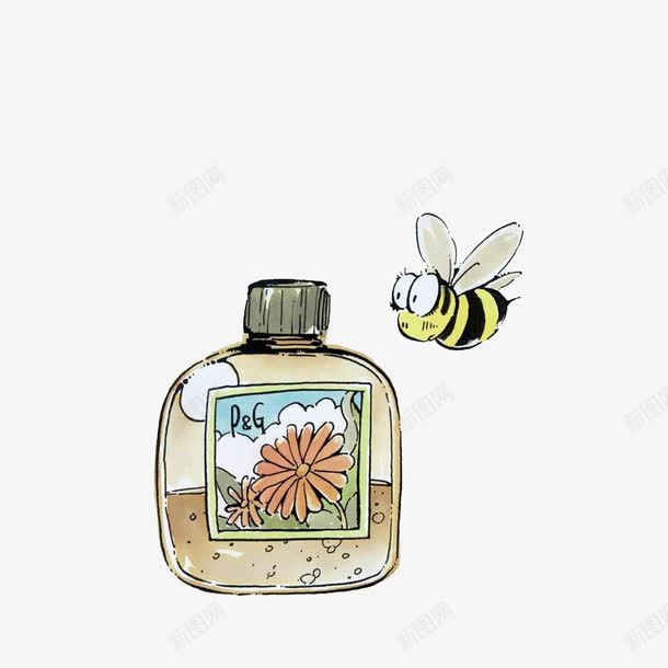 彩绘闻着香水味飘来的蜜蜂png免抠素材_新图网 https://ixintu.com 卡通手绘 彩绘香水 手绘蜜蜂 香水手绘