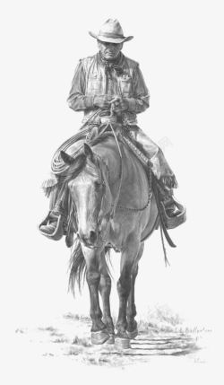 骑士帽素描牛仔高清图片