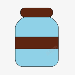 大瓶包装蓝棕色间隔的塑料瓶罐卡通高清图片