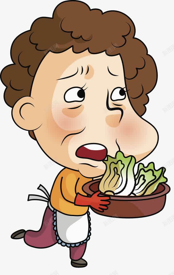 端着菜的女人png免抠素材_新图网 https://ixintu.com 卡通 奔跑的 女人 家庭主妇 框子 短发 蔬菜