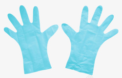 一双桔色手套一双蓝色塑胶手套实物高清图片