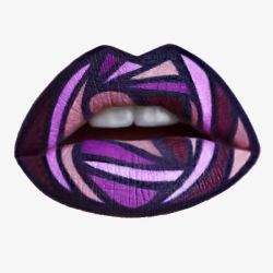 画唇毛刷紫色系几何抽象唇妆唇画高清图片