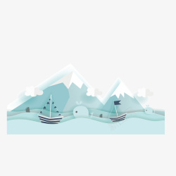 海上小船折纸海上风景图矢量图高清图片