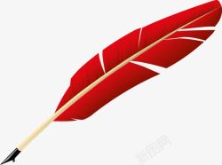 红色手工刀手绘羽毛笔高清图片
