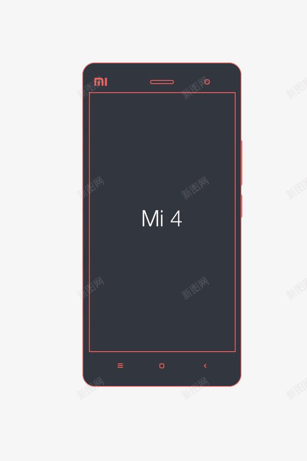 Mi4手机线框效果png免抠素材_新图网 https://ixintu.com Mi4 外观 小米 手机线框 红线
