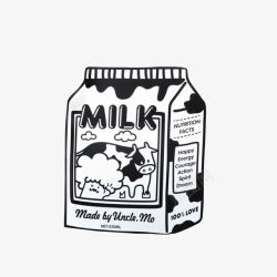 新颖卡通一盒黑白包装的牛奶高清图片