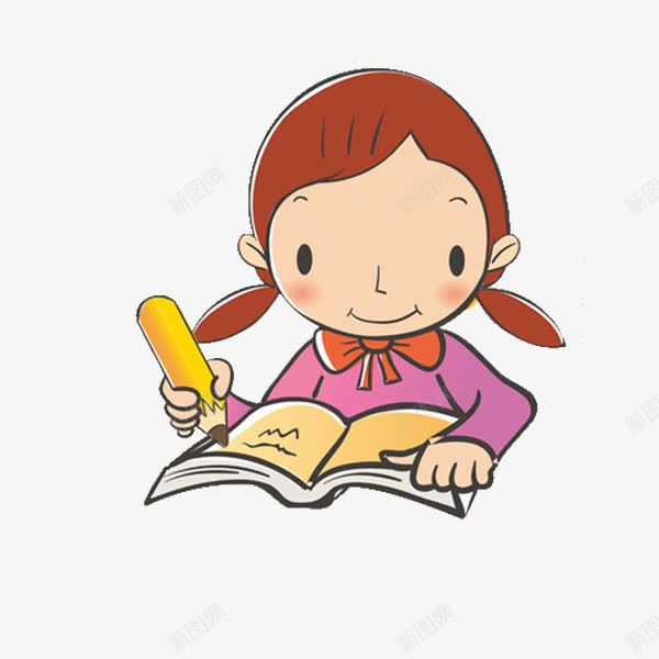 写作业的女孩png免抠素材_新图网 https://ixintu.com 作业本 卡通 小女孩 手绘 漂亮的 简笔 铅笔