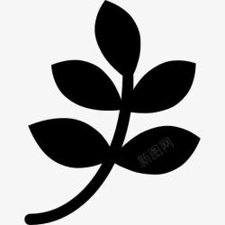 生态符号带叶子的树枝黑色的形状图标高清图片