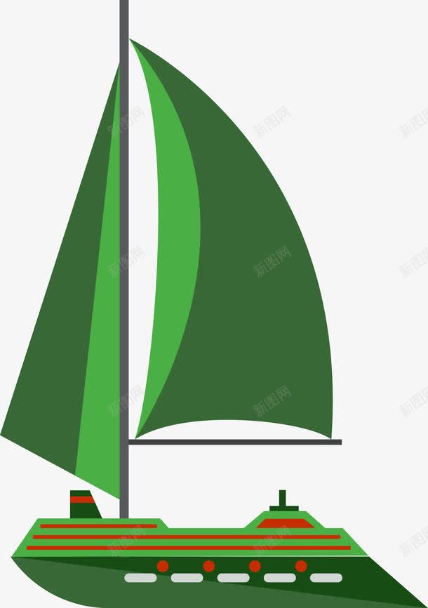 绿色帆船png免抠素材_新图网 https://ixintu.com 卡通货船 帆船 海运 海运物流 矢量货船 绿色 船 船只 货船 运输