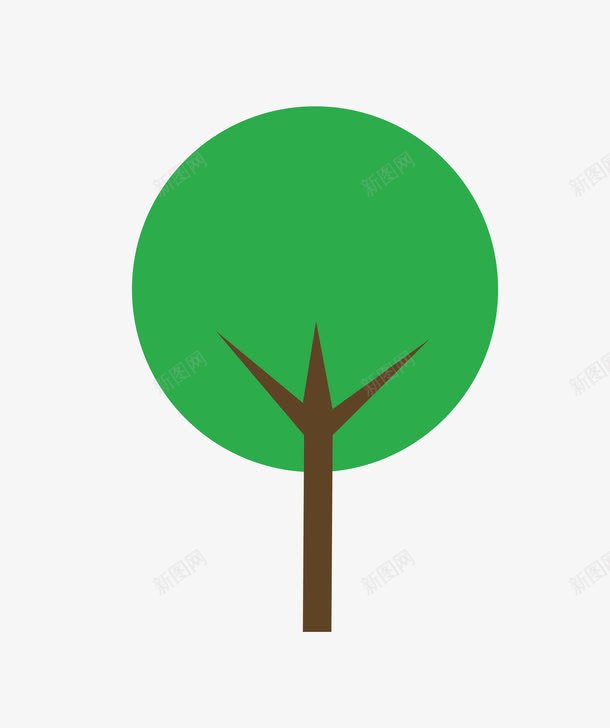 圆形小树png免抠素材_新图网 https://ixintu.com 一棵 卡通 叶子 小树 手绘 棕色 简图 绿色