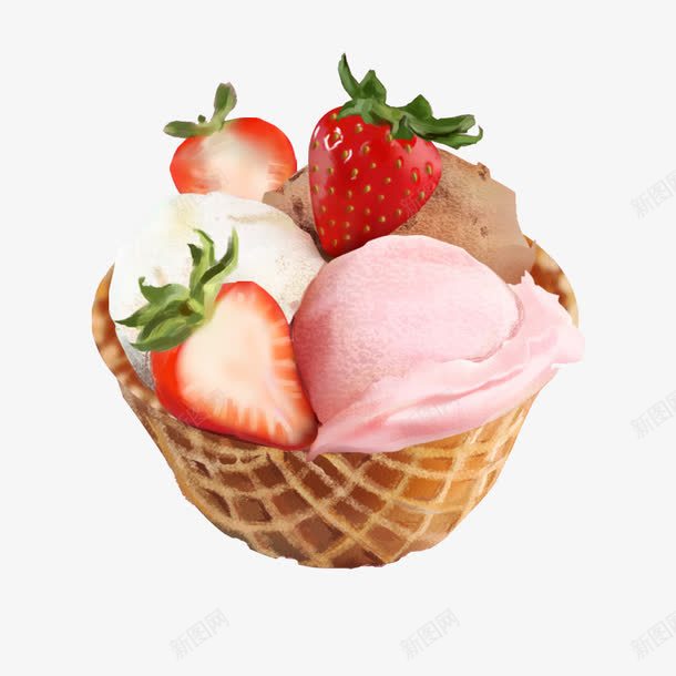 草莓冰激凌png免抠素材_新图网 https://ixintu.com 冰激凌 圣代 巧克力冰激凌 草莓 草莓冰激凌 食物 香草冰激凌