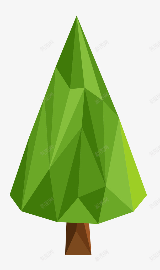 创意绿色树木矢量图ai免抠素材_新图网 https://ixintu.com 低面建模 树木 植物 清新 绿意 绿色 矢量图