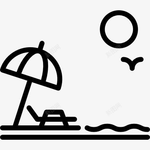 海滩图标png_新图网 https://ixintu.com 假期 夏天 太阳伞 日光浴浴床 海滩