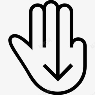 三个手指向下滑动手势的手势符号图标图标