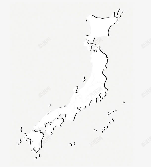 日本地形图png免抠素材_新图网 https://ixintu.com 地图 地形 小岛屿 岛屿 日本 海岸线