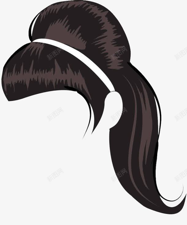 女士马尾长发造型png免抠素材_新图网 https://ixintu.com 发型 头发 头发造型 女士 女士头发 女生发型 长发造型 马尾发型 黑发