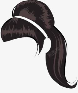 长发盘发女士发型女士马尾长发造型高清图片