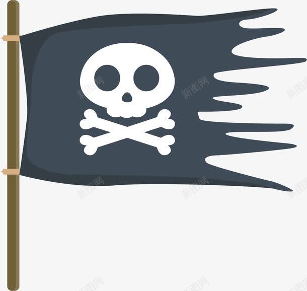 破旧的海盗旗png免抠素材_新图网 https://ixintu.com 海盗旗 深灰色 矢量素材 破旧 骷髅头
