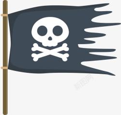 骷髅海盗破旧的海盗旗高清图片