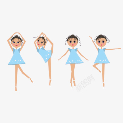 芭蕾海报卡通蓝色少儿芭蕾舞者插画高清图片