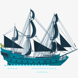 航海插画蓝色工业船插画高清图片
