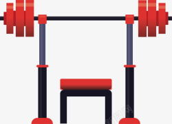 健身器材杠铃卡通健身器材红色杠铃矢量图高清图片