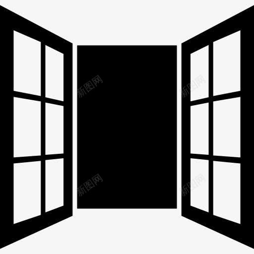 打开窗门玻璃图标png_新图网 https://ixintu.com 建筑 开放 房子的事情 窗口建设 部分 门打开