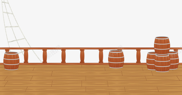 船上甲板一角png免抠素材_新图网 https://ixintu.com 卡通 可爱 手绘 木头 童趣