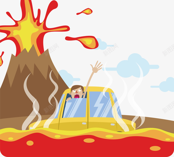 火山喷发矢量图ai免抠素材_新图网 https://ixintu.com 创意卡通 卡通插图 喷发 插图 火山 火焰山卡通 矢量图 自然灾害