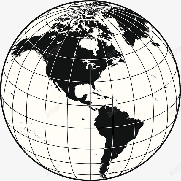 立体经纬度黑白地球图案png免抠素材_新图网 https://ixintu.com 地球 地球黑白 效果图案 立体风格 经纬度 装饰 黑白