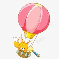 桔色热汽球卡通扁平化热气球装饰矢量图高清图片