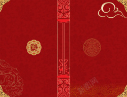 中式图腾挂画中式红色中餐菜谱背景高清图片