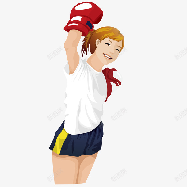 拳击女孩矢量图ai免抠素材_新图网 https://ixintu.com 人物 卡通 可爱女孩 拳击女孩 运动女孩 矢量图