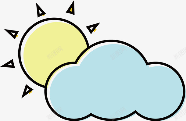 太阳和云朵png免抠素材_新图网 https://ixintu.com 云朵 卡通手绘 多云 多云转晴 天气 太阳 遮蔽