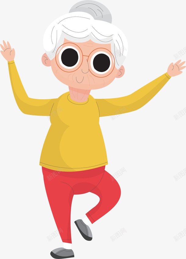 锻炼身体跳舞的外婆矢量图ai免抠素材_新图网 https://ixintu.com 外婆 奶奶 白发苍苍 矢量png 老当益壮 锻炼身体 矢量图