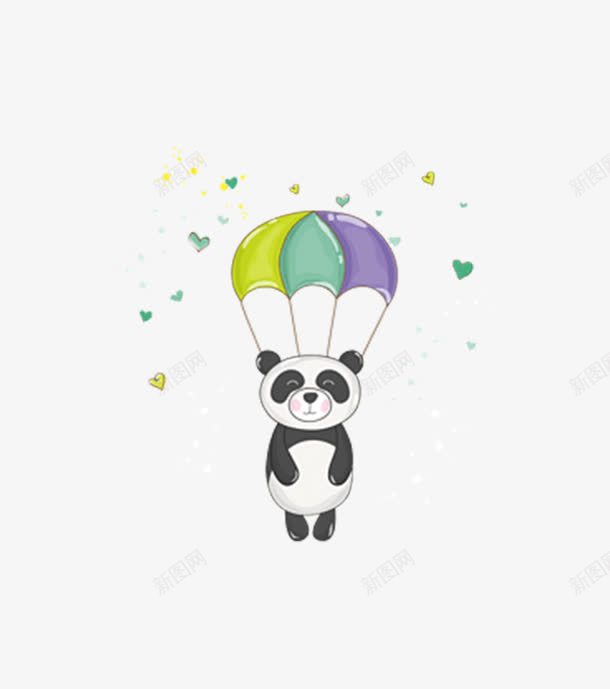 背着降落伞的熊猫png免抠素材_新图网 https://ixintu.com 动物 卡通 国宝 手绘 熊猫 简笔画 降落伞