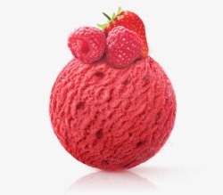 草莓圆球冰激凌素材
