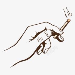 禁烟装饰手拿燃烧的烟插画高清图片
