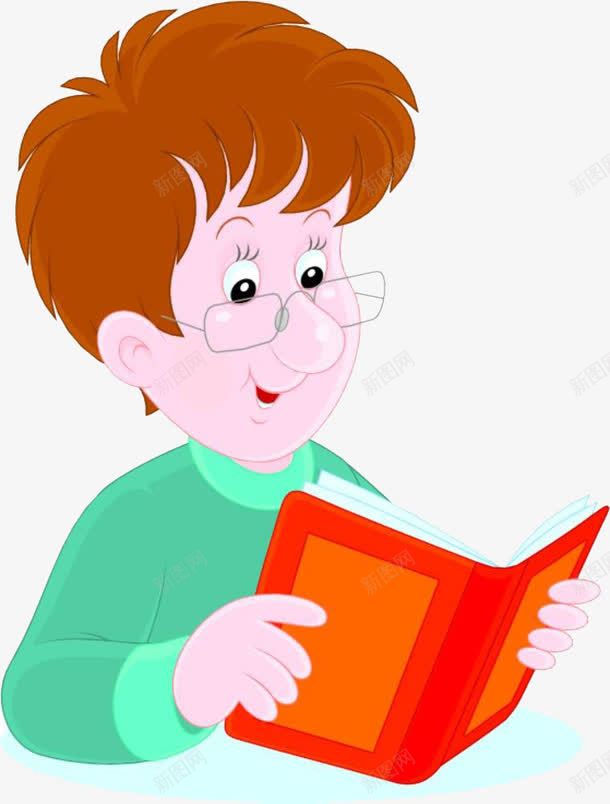 看书的男孩png免抠素材_新图网 https://ixintu.com 卡通手绘 戴眼镜 看不清 看书 看书的男孩 眼睛 眼睛模糊 近视 近视眼 近视眼睛