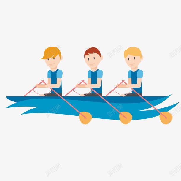 划船比赛png免抠素材_新图网 https://ixintu.com 三个人 划船 比赛 蓝色 队伍